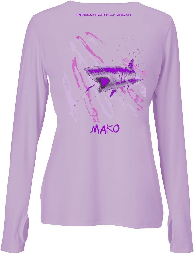 Predator Fly Gear USA Womens MAKO Performance Poleyster Shirt, Shortfin Mako Shark