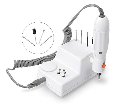 JSDA® Nagelfräser elektrisch 6MW Inkl 4 Bit Set Maniküre/Pediküre Fräser Gelnägel Nagelfeile Geringstes Rauschen minimalste V