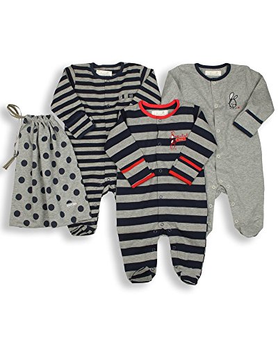 The Essential One Baby Boys' Pack Of 3 Footie Sleeper / Coveralls 0-3 months Navy Blue