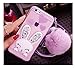 iPhone SE Cute Case, iPhone 5S/5 Case, Bonice Cartoon Rabbit Bling Diamond Crystal Clear Soft Transparent TPU 3D Cute Ear Stand Silicone Case with Hairball Pompon Wristlet + Screen Protector - Purple