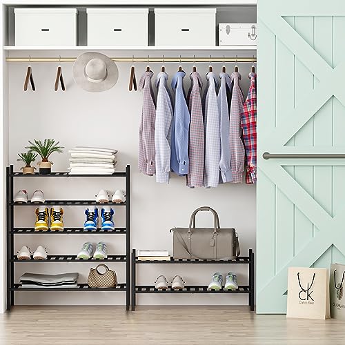 Z&L HOUSE 2-Tier Shoe Rack for Closet, Stackable Bamboo Shoe Rack