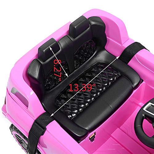 LEADZM Electric Remote Control Truck, Kids Toddler Ride On Cars 6V Battery Motorized Vehicles Children's Best Toy Car Safe with 3 Speeds, Music, Seat Belts, LED Lights and Realistic Horns (Pink)