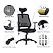 MBOO Ergonomic High Back Mesh Office Chair - Executive Computer Desk Task Chair with Adjustable Headrest and Armrests, Built-in Back Lumbar Support, Black