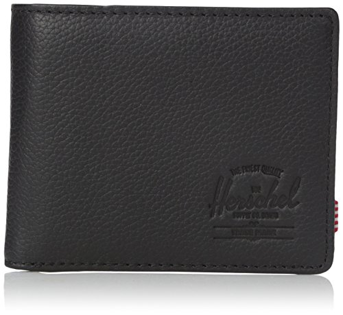 Herschel Supply Co. Men's Hank + Coin Leather RFID Blocking Wallet, Black Pebbled Leather