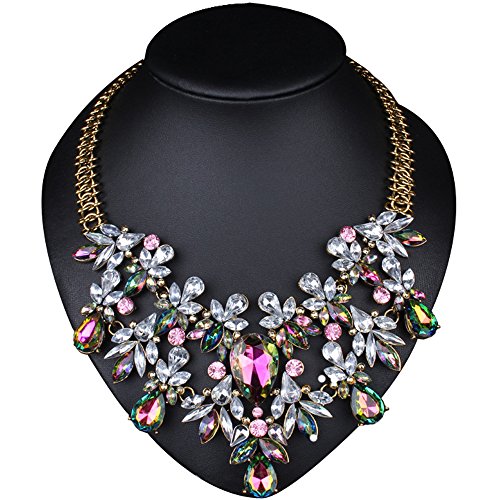 Girl Era Europe Vintage Costume Jewelry Multi-Crystal Bib Temperament Necklace