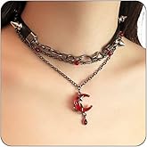 xdlhghe Moon Black Gothic Necklace for Women Halloween Choker Chunky Leather Layered Charm Goth Punk Necklace