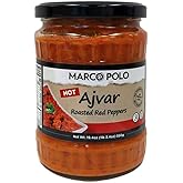 Marco Polo Ajvar Hot - Roasted Red Pepper Spread Hot, 19.3 oz | Authentic Balkan culinary treasure. Use ajvar as a condiment to spread, dip or an ingredient to cook, roast with food.