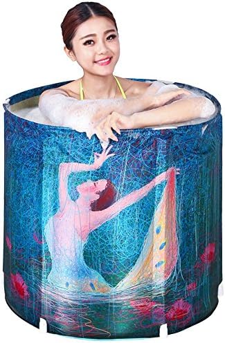 Pumpink Adult Foldable Bathtubs Basin Keg Barrel Bucket Bathing Bathing Home Padded Children'S Bath ( Color : Blue )