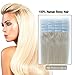 Fabwigs Tape In Human Hair Extensions - 14 16 18 20 22 24 Inch 30g-70g 20pcs/Set #60 Platinum Blonde- Silky Straight Skin Weft Human Remy Hair