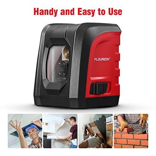 FLOUREON Laser Level Self-Leveling Horizontal and Vertical Cross-Line Laser, Tripod Mount Base, IP54 Waterproof, Dustproof, Shockproof, Dual Ways to Charge (Battery & Type C Included) ...