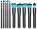 Qivange New Makeup Brush Set, 10 Pcs Professional Foundation Powder Blending Blush Concealer Eye Shadow Face Kabuki Brush (Black with Blue)