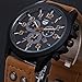 Teresamoon watch, Mens Date PU Leather Strap Sport Quartz Army Watch (Brown)