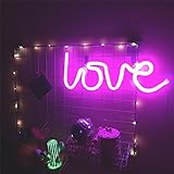 Neon Love Signs Light LED Neon Art Decorative Lights Wall Decor for Girls Bedroom House Bar Pub Hotel Beach Recreational (purple love)