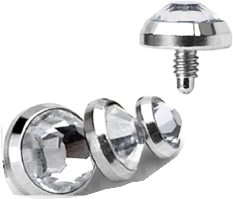 (2 pieces) Dermal Dome Clear Cz Top 316l Surgical Steel (14g)