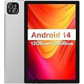 ATMPC 10 inch Andriod Tablet 12GB RAM 128GB ROM Octa-Core Metal Body | Long Lasting Battery, 10.1" 1280*800 IPS Touchscreen, WiFi 6 BT 5.4, Dual Camera, Space Sliver Tablet for Home, Work, School