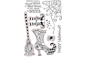 CYFUN DESIGN Halloween Witches Shoes Metal Cutting Dies Stamps Set for Card Making Scrapbooking Paper Cards Making Crafts Metal Die-cuts Template Embossing Handmade Crafts Clear Rubber Stamps Photo Album Decor