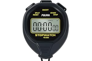 PULIVIA Waterproof Stopwatch Timer Only Stopwatch with ON/Off, Basic Operation Silent, Without Clock Date Countdown, Digital Stop Watch for Sports Coaches Running Swimming, Black