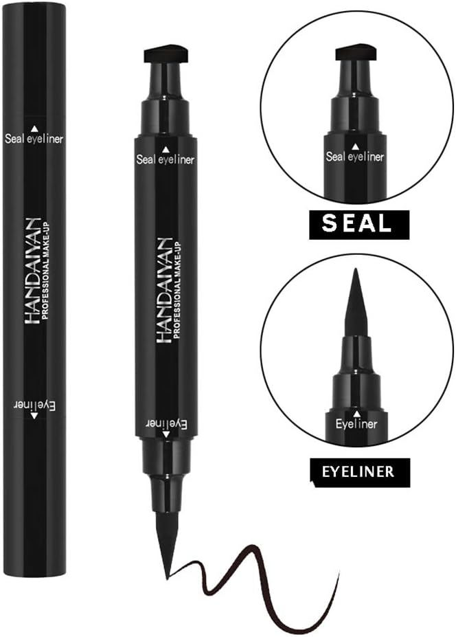 Eyeliner Stamp gLoaSublim,Dual-ended Black Liquid Eyeliner Pen with Stamp Sexy Eye Makeup Beauty Tool