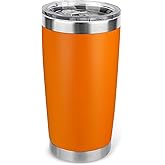 Zynkify 20oz Stainless Steel Tumbler with Lid, Travel Mug - Double Wall Vacuum Powder Coated Cup - Orange, 1 Pack