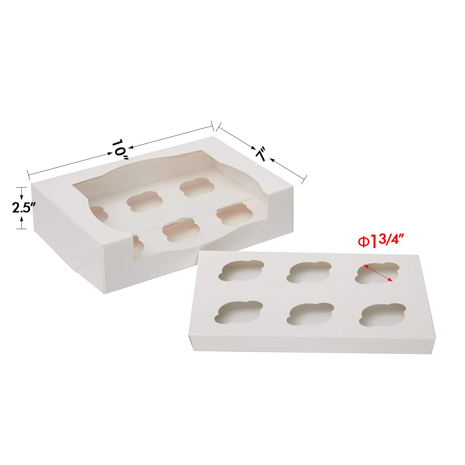 Yotruth White Mini Cupcake boxes 6 Slot 10\