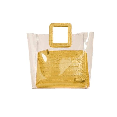 JIMPLEI Transparent Handbag With Square Handle, 2 In 1 Tote Handbag