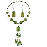 Gem Stone King 20 Inch Handmade Simulated Turquoise and Cultured Freshwater Pearl Necklace and Earrings Jewelry Set for Women