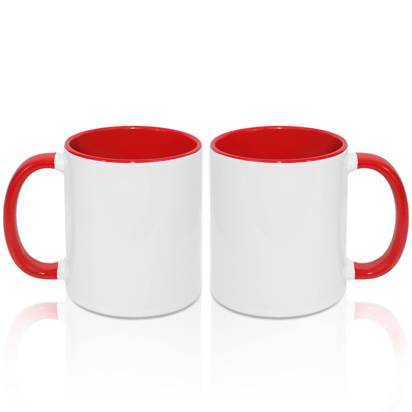 MR.R 11oz Sublimation Blank Coffee Mugs,Cup Blank White Mug Cup with Red Color Mug Inner and Handle,Set of 2 — image 1