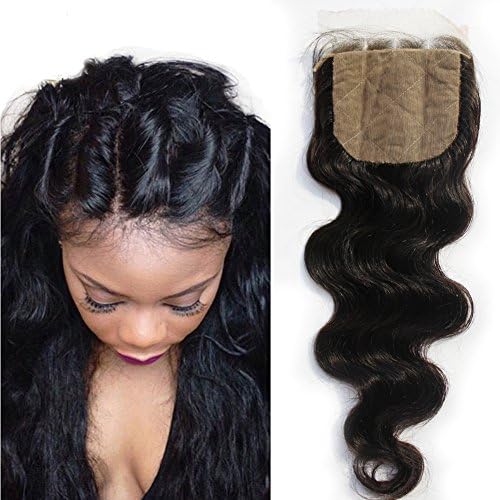 Sunday Hair Silk Base Closure 4x4inch Body Wave Three Part 12inch,Brazilian Human Hair Silk Top Wig Closure With Baby Hair