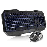 AULA gaming keyboard and mouse combo,LED 104 Keys USB Ergonomic Wrist Rest Computer Keyboard USB Wired for Windows PC Gamers
