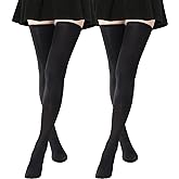 AQOKKA Extra Long Thigh High Socks for Women Striped Over Knee Thigh Socks Long Boot Thigh High Stockings Leg Warmers