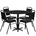 Flash Furniture Carlton 36'' Round Black Laminate Table Set with X-Base and 4 Black Trapezoidal Back Banquet Chairs