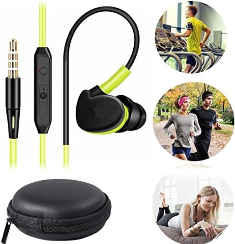 Sports Wired Earphones, Noise Canceling Stereo Bass Lightweight Fitness Workout Microphone Earplugs Smartphone Sweat-repellent Cycling Traveling Listening to Music Equipment（green）