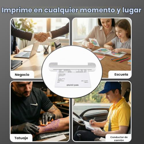 ByteCintia Portable Printer, Travel Bluetooth Thermal Printer, Compatible with iPhone Android and PC, for Telework, Car, Tattoo Templates, White