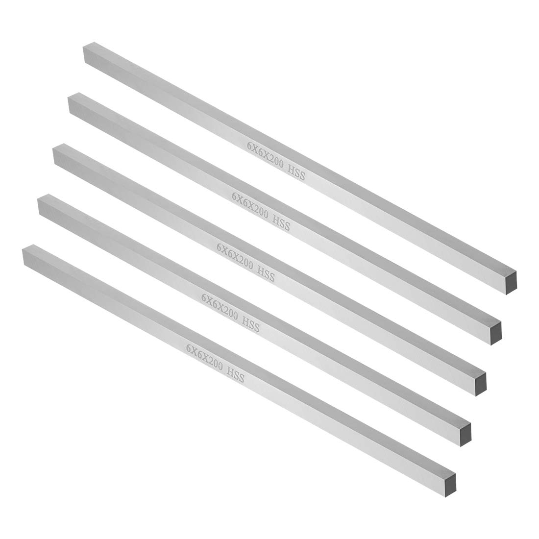 sourcing map HSS Lathe Tool Bit 6mm x 6mm x 200mm, Square Lathe Turning Tool Blanks, High Speed Steel Rectangular Fly Cutter Mill Blank, 5pcs