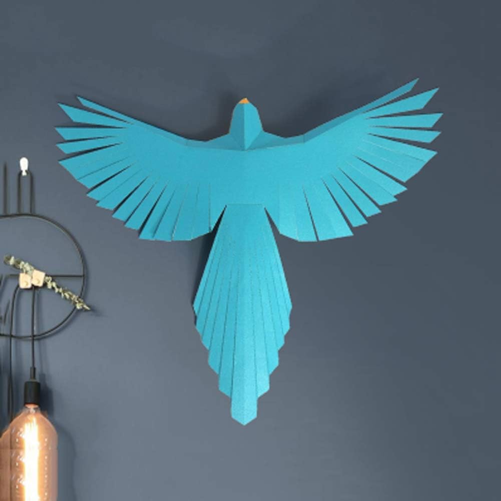 Benfa DIY Paper Wall Trophy,3D Little Bird Origami Animal Kit PaperCraft Building Kit Animal Wall Mounted,Blue