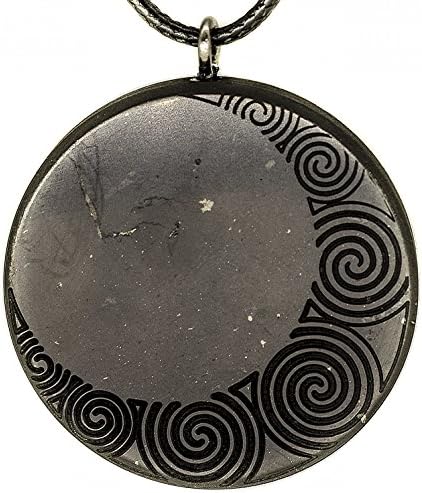 Keled Rocks Black Moon Simple Shungite Pendant Necklace with Engraving