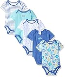 ABSORBA Girls' 5 Pack Body Suits, Periwinkle Blue Floral, 6/9
