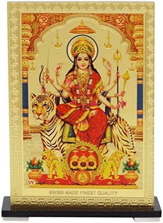 Goddess Durga Crystal Plastic Sheet Frame Pooja Accessories Car Dashboard Decor