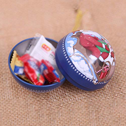 ElementDigital 9Pcs Tinplate Round Ball Boxes Creative Christmas Shatterproof Tree Candy Iron Balls Pendant, Xmas Detachable Candy Box Hanging Ornament Seasonal Decorations Kid's Holiday Surprise Gift