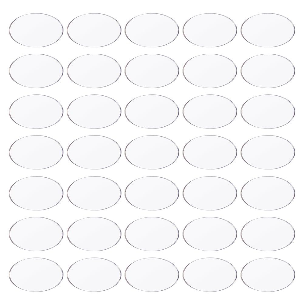 FINGERINSPIRE 50Pcs 5x2.5cm Clear Oval Miniature Bases Acrylic Model Bases Transparent Figure Stands Model Display Base for Wargaming Boardgaming and Collectible Figure Gaming Miniatures Table Game