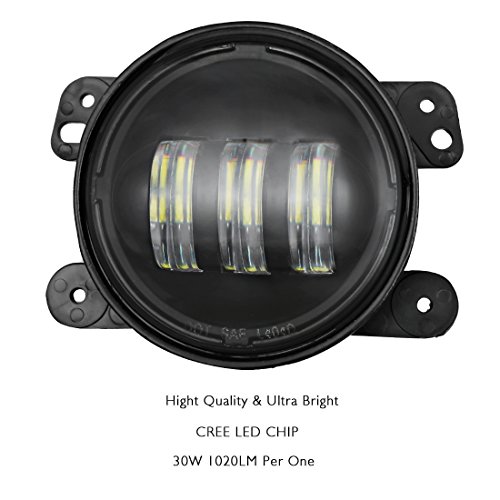 2pcs 4 Inch 30w Cree Led Fog Lights Len Projector for Jeep Tractor Boat Led Fog Lamps Bulb Auto Led Headlight Driving Offroad Lamp for Jeep Wrangler Dodge Chrysler Front Bumper Lights