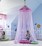 HearthSong Secret Garden Hideaway Canopy Pink Purple Kids Play Tent Child Girl Decor Bower 7'H x 12' Circumference in Pink
