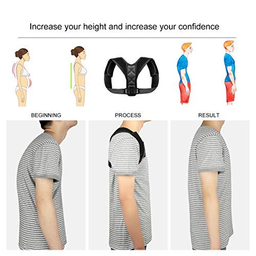 Posture Corrector for Men Women Flat Back Brace Adjustable Support Brace with 2 Pads for Upper Back Shoulder