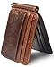 Men's Leather Slim Spring Money Clip Wallet Front Pocket Credit Card Case Holder (Dark brown)
