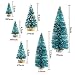 SATINIOR 60 Pieces Artificial Mini Christmas Tree Sisal Snow Trees Bottle Brush Christmas Trees Pine Trees Ornaments with Wooden Base for Christmas Party Home Decoration (6 Sizes, Blue Green)