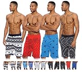 Enimay Men's Paisley Palm Tree Colored Gym Lounge Bandana Print Relaxed Shorts