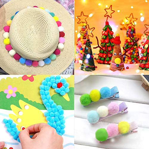 DomeStar Pom Poms, 300 PCS 1 Inch Pompom Balls Colorful Pom Pom Balls Puff Balls Craft Pompoms for DIY Creative Crafts Decorations