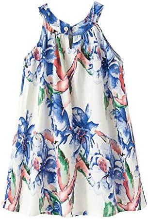 Girl Summer Linen Casual Dress Ink and Wash Painting Sleeveless Dress