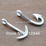 NP Supplies 24pcs (12pcs hook and 12pcs anchor) Antique Silver Anchor and Fish Hook Charm Pendant Assortment Set Jewelry Findings (NS618)