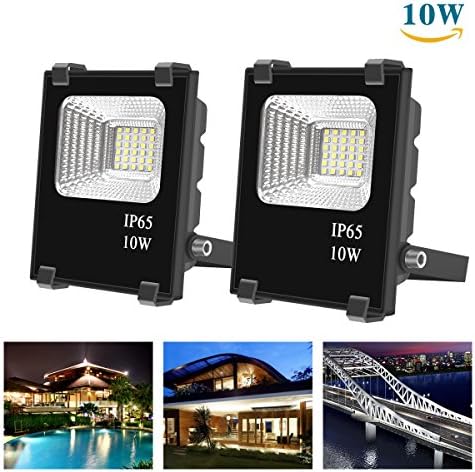 Richday 2Pack 10W LED Flood Lights Spotlights Outdoor Waterproof Flood Fixture Daylight White 6500k 110V 75W Halogen Bulb Equivalent
